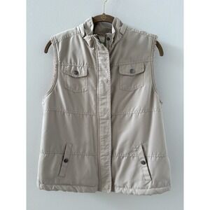 Tan Women's Light Weight Lined Puffer Vest Size Medium By Sonoma